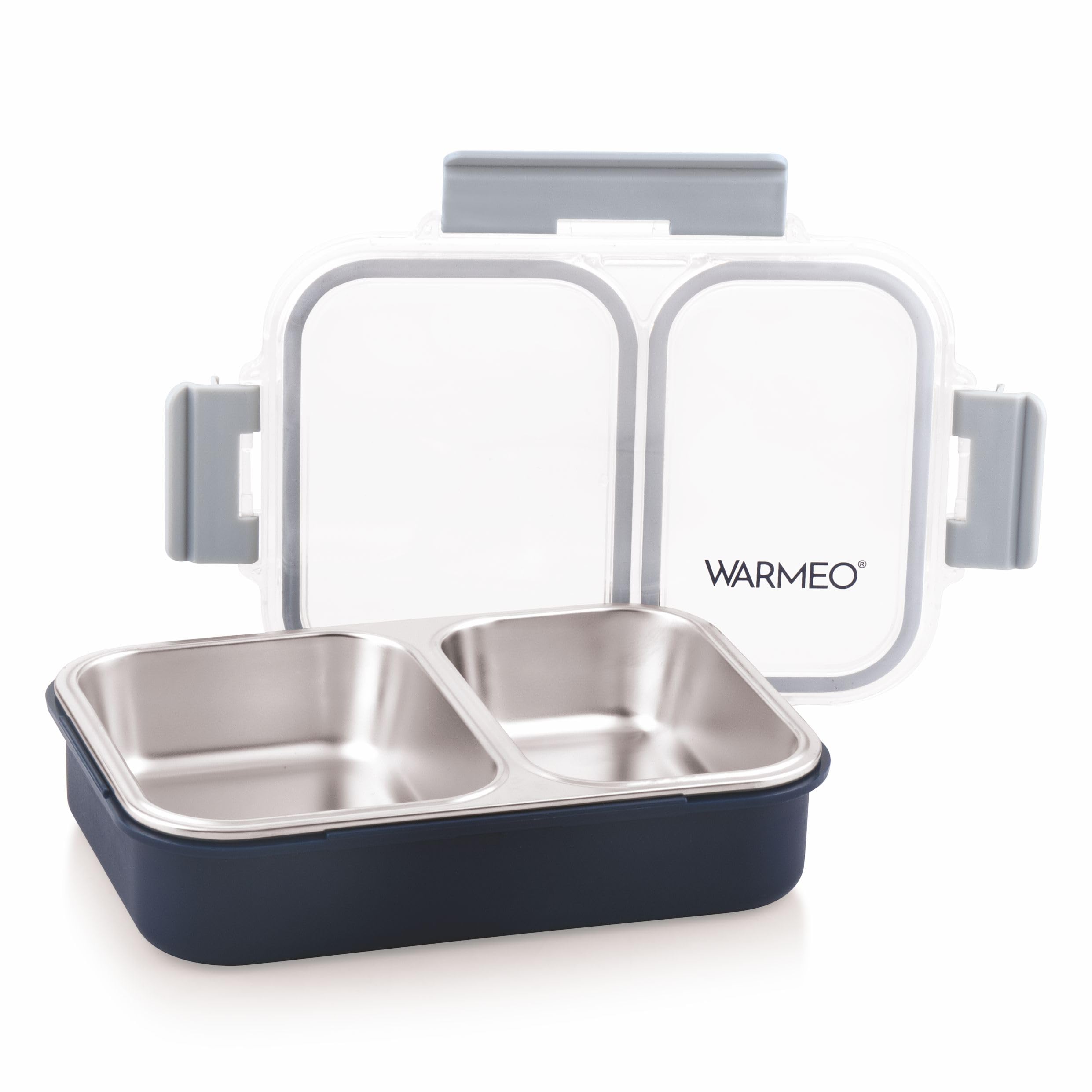 WARMEO BENTO Microwave-Safe Stainless Steel Lunchbox with 2 compartments,bpa Free,Perfect for Office, School, Travelling,750ml-Blue