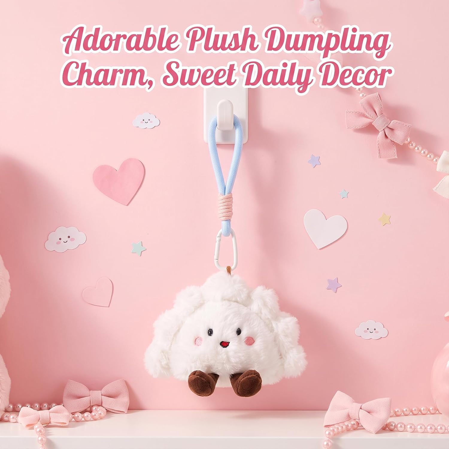 Dumpling Keychain - Cute Squishy Plush Backpack Charm, Adorable Purse Keychain Gifts with Card, Funny Birthday Gifts for Teens and Adults image 3