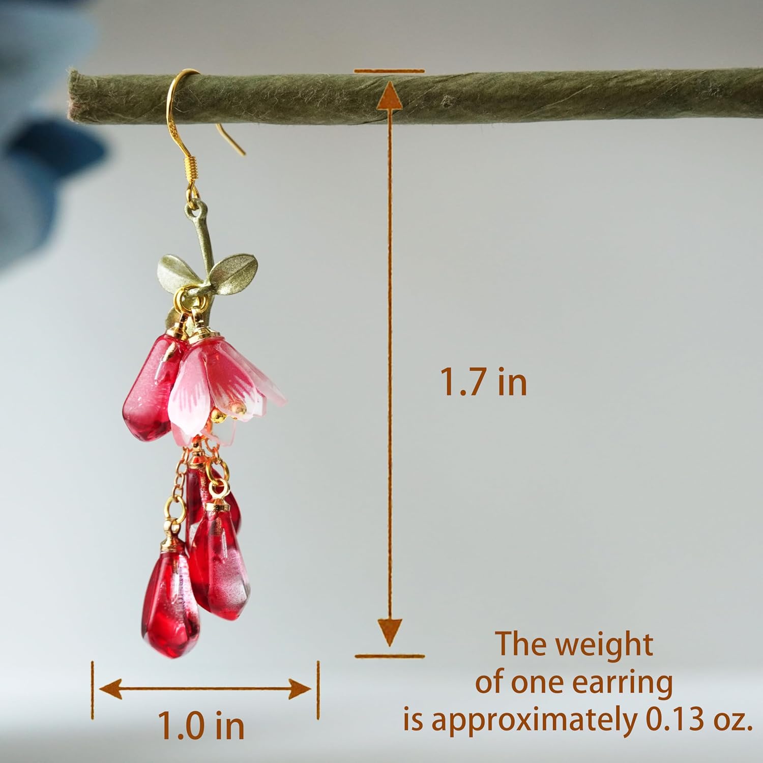 Handmade Pomegranate Seed dangle Earrings - Unique Handcrafted Pomegranate Flower Design, Nature-Inspired Jewelry, pomegranate jewelry for women, Gift for Nature Lovers