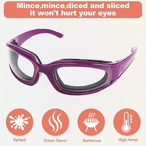 Miniatura 5 de shenghang Gafas de cebolla sin lágrimas, gafas de seguridad para la cocina, a prueba de polvo, antivaho y a prueba de viento (morado)