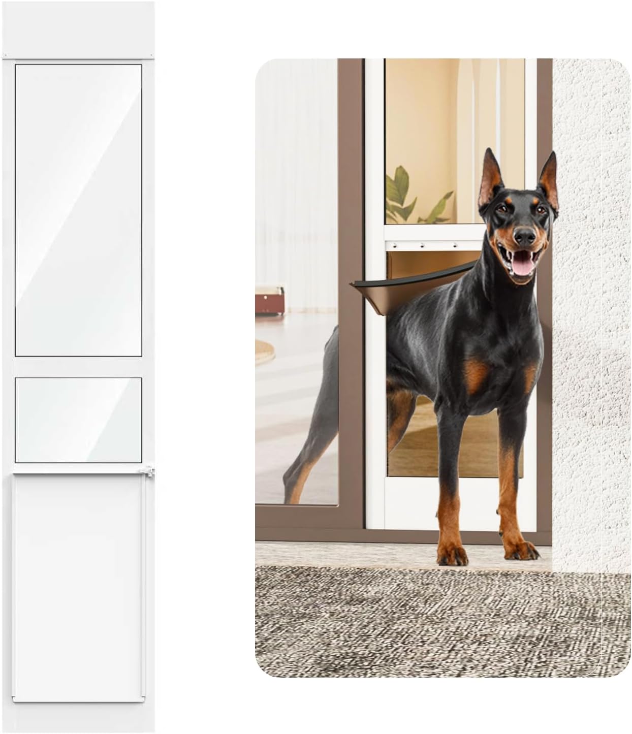 X-Large Dog Door for Sliding Glass Door, Adjustable Height 75 4/5" to 80 3/10" Sliding Door Pet Door Insert, Suitable for Dogs Up to 200 lbs, White