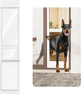 X-Large Dog Door for Sliding Glass Door, Adjustable Height 75 4/5" to 80 3/10" Sliding Door Pet Door Insert, Suitable for Dogs Up to 200 lbs, White