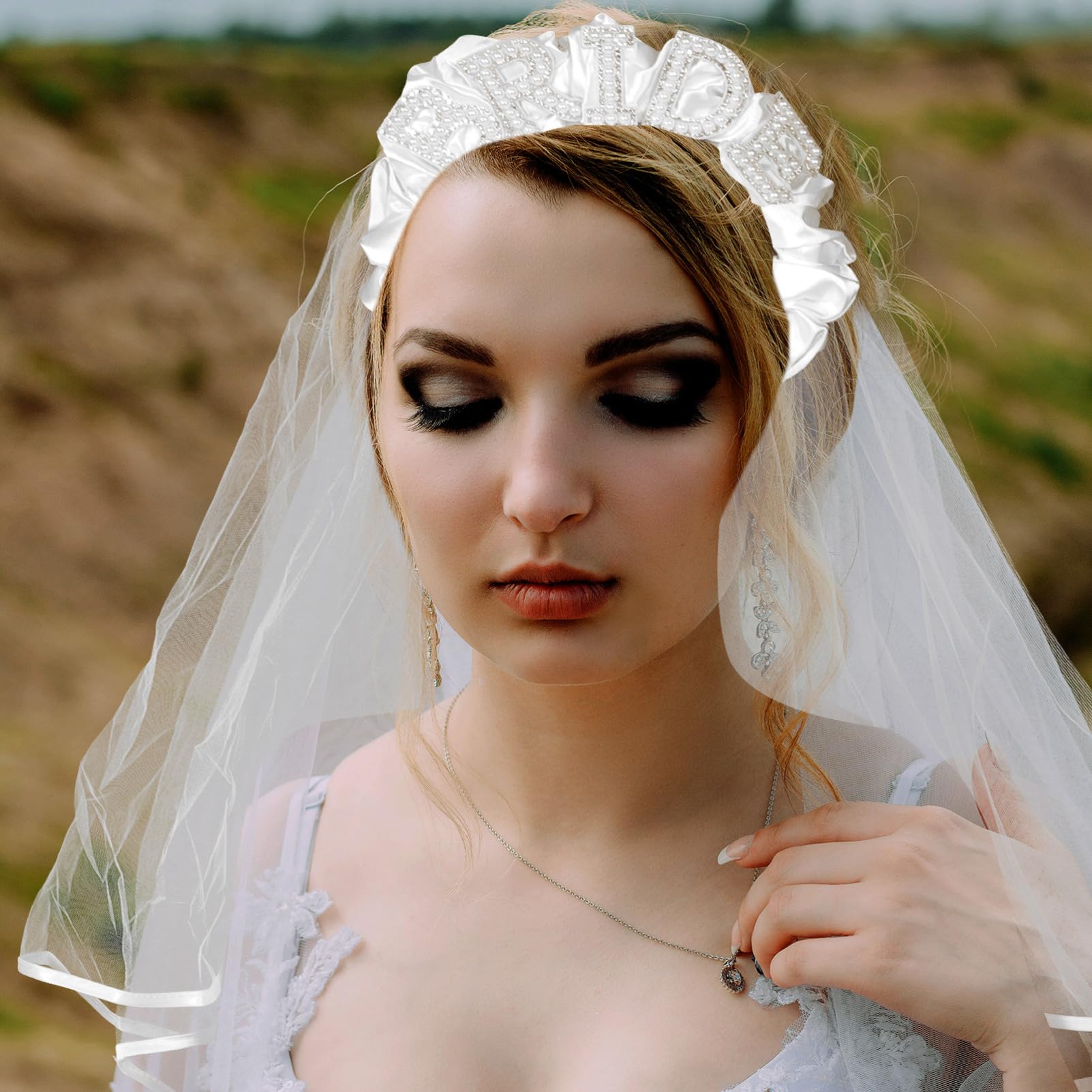 4 Stück Brautschleier Stirnband Hochzeit Dekoration trauzeugen trauzeugin Haarschmuck für Frauen Knotenstirnbänder für frauen Schleier-Stirnband-Netz