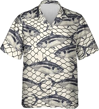 Fishing Hawaiian Shirt for Men - Abstract Painting Mens Hawaiian Shirts Short Sleeve Button Down Shirt Series 10