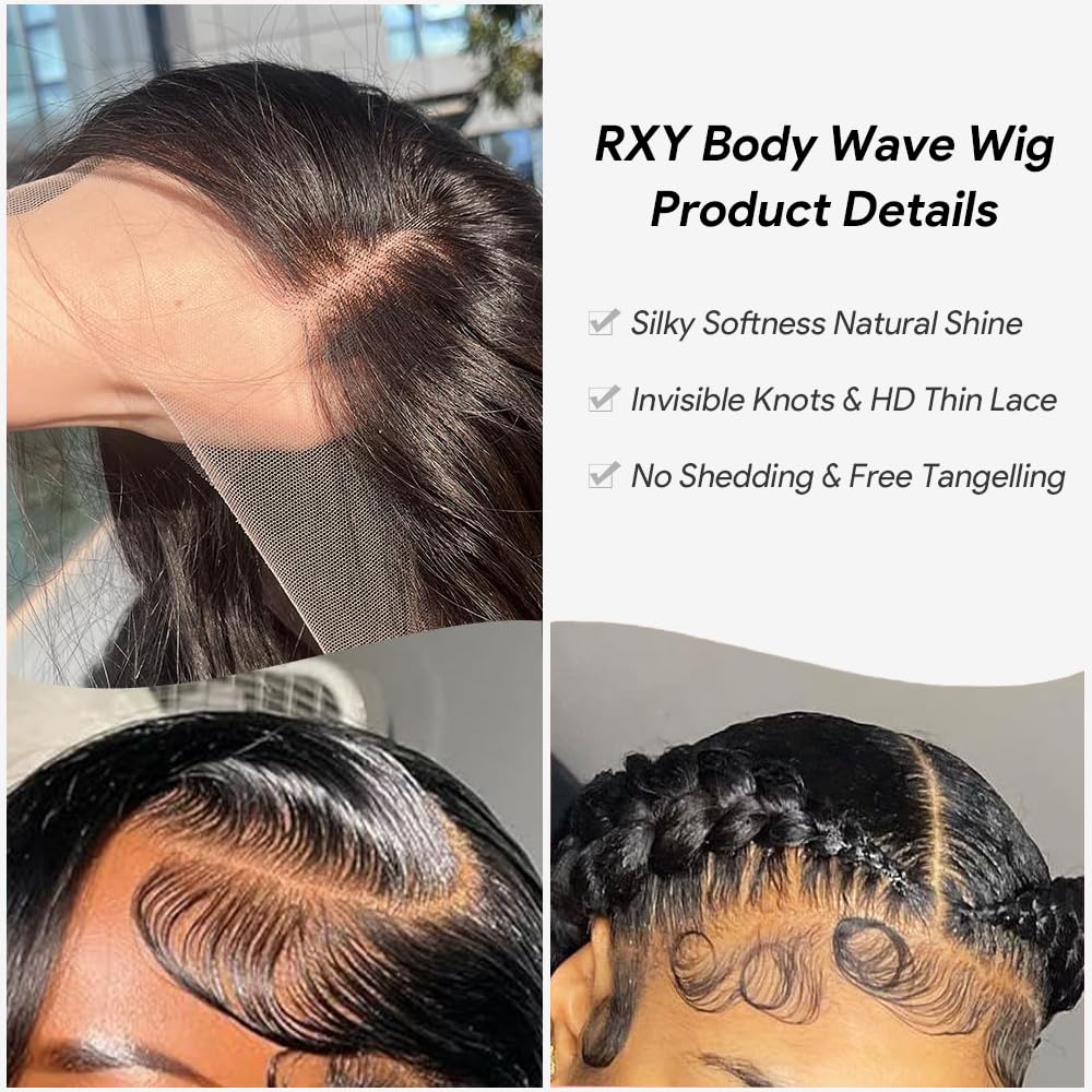 Body Wave Real Hair Wigs for Black Women 100% Human Hair Wig for Black Women 180% Density Transparent Lace Front Wigs With Baby Hair Pre plucked Natural Hairline Natural Color 12 Inch - Image 2