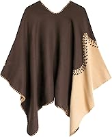 Vista 166 de Urban CoCo Poncho de colores para mujer, chal con frente abierto, color en bloques