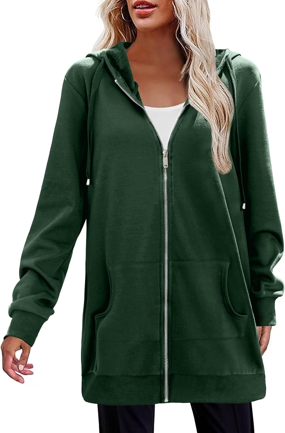 Zeagoo Women's Zip Up Hoodies Long Tunic Sweatshirts Oversized Fleece Casual Long Sleeve 2026 Fall Hoodie Jacket Coat - Image 4