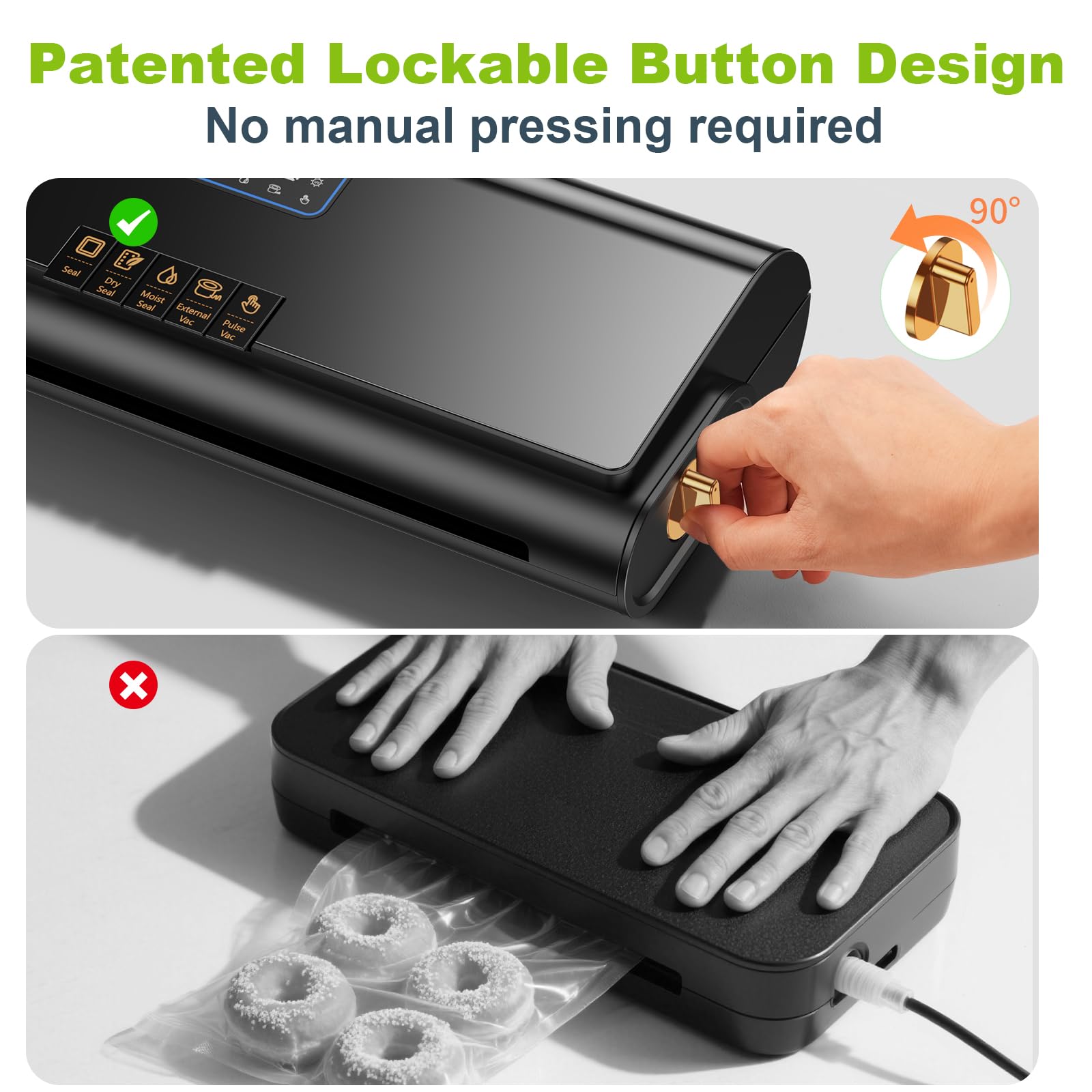 Machine à sceller sous vide brevetée entièrement automatique pour conserver les aliments - Machine à sceller les aliments multifonction - Avec sacs de 6 m - 30 sacs sous vide