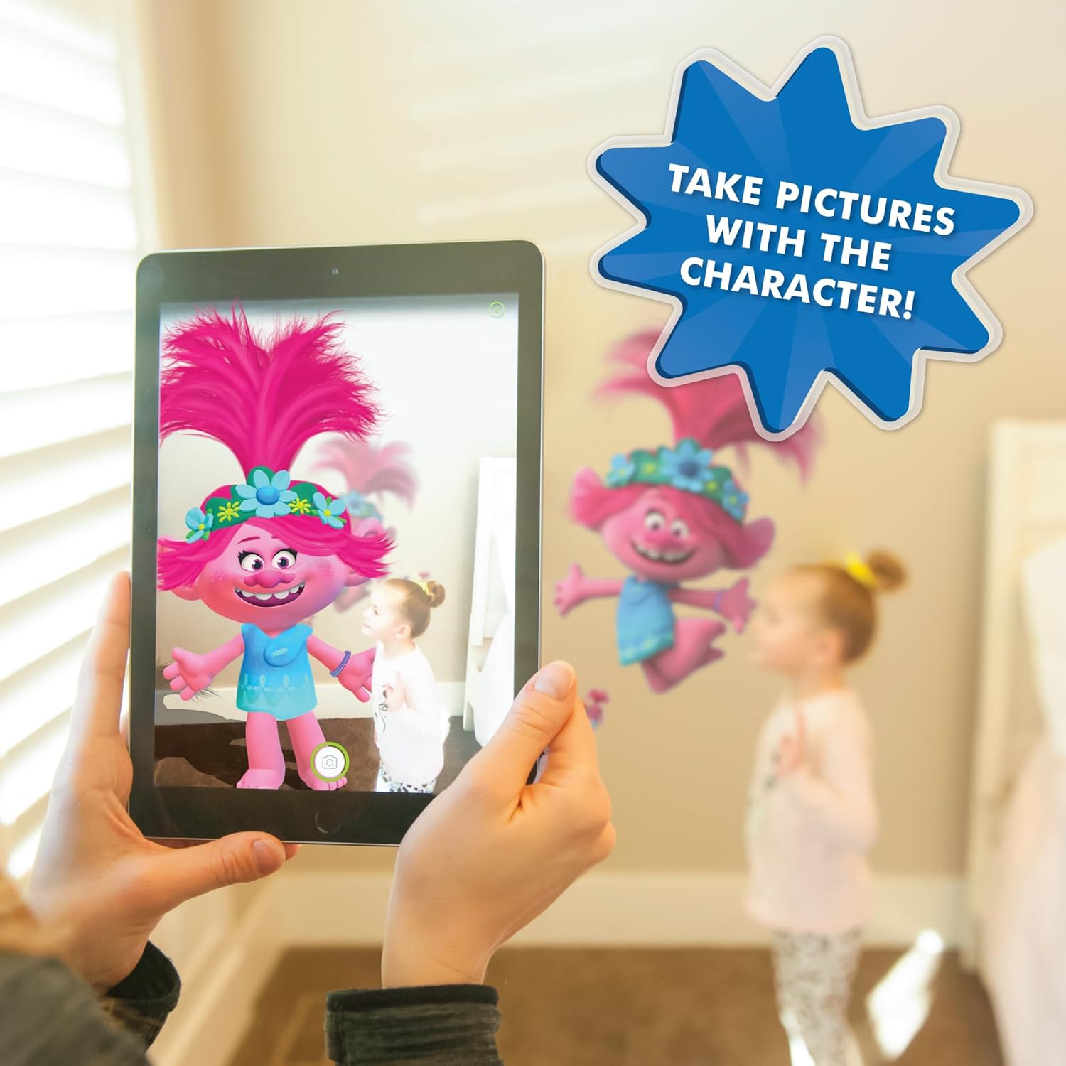 Wall Palz DreamWorks Trolls Poppy Wall Decal - 22" Princess Poppy Stickers for Bedroom with 3D Augmented Realty Interaction - Peel and Stick Wall Decals