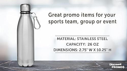 Miniatura 4 de DISCOUNT PROMOS Botellas de agua de acero inoxidable con forma de bala de 26 onzas, juego de 10, a prueba de fugas, con mosquetón, a prueba de