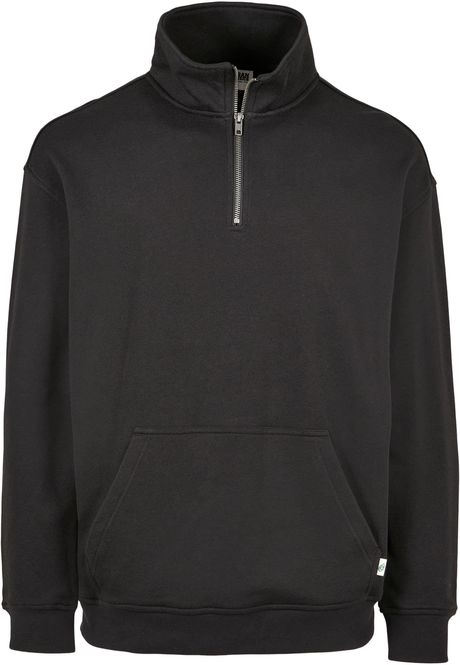 Urban Classics Męska bluza Organic Cotton Basic Troyer z zamkiem błyskawicznym i stójką, sweter dla mężczyzn w rozmiarach S - 5XL, czarny, S