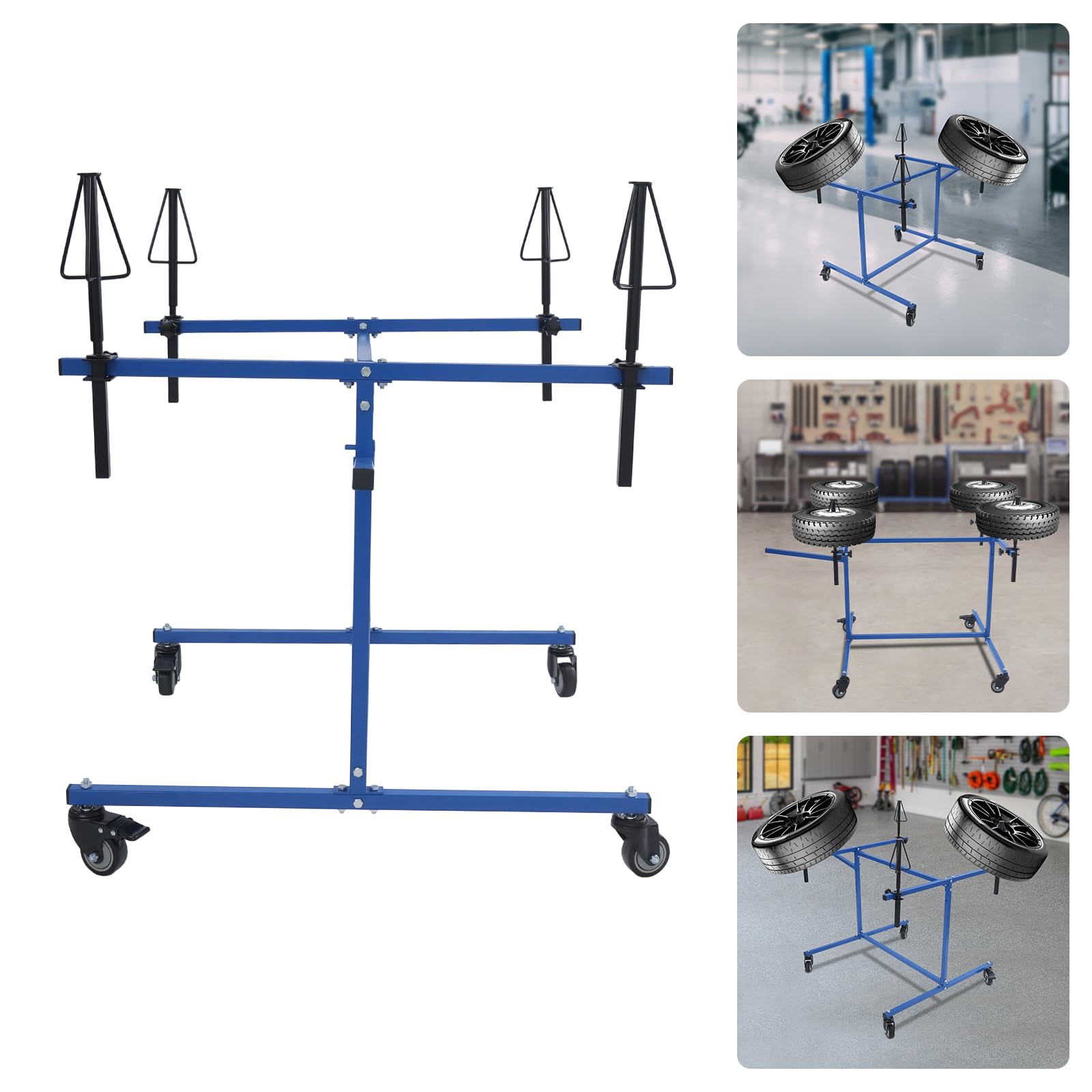 Treeisland Felgenlackierständer für 4 Felgen, Lackierständer zum Reparieren und Lackieren von Stoßstangenabdeckungen, Felgen, Motorhauben und Rädern