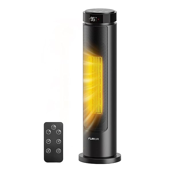 Space Heaters for Indoor Use Large Room, 1500W Portable Electric Heater with Remote, 5 Modes, Safety Protection & Child Lock, 12H Timer, Oscillation Heater for Bedroom Home Office Black 1Pack