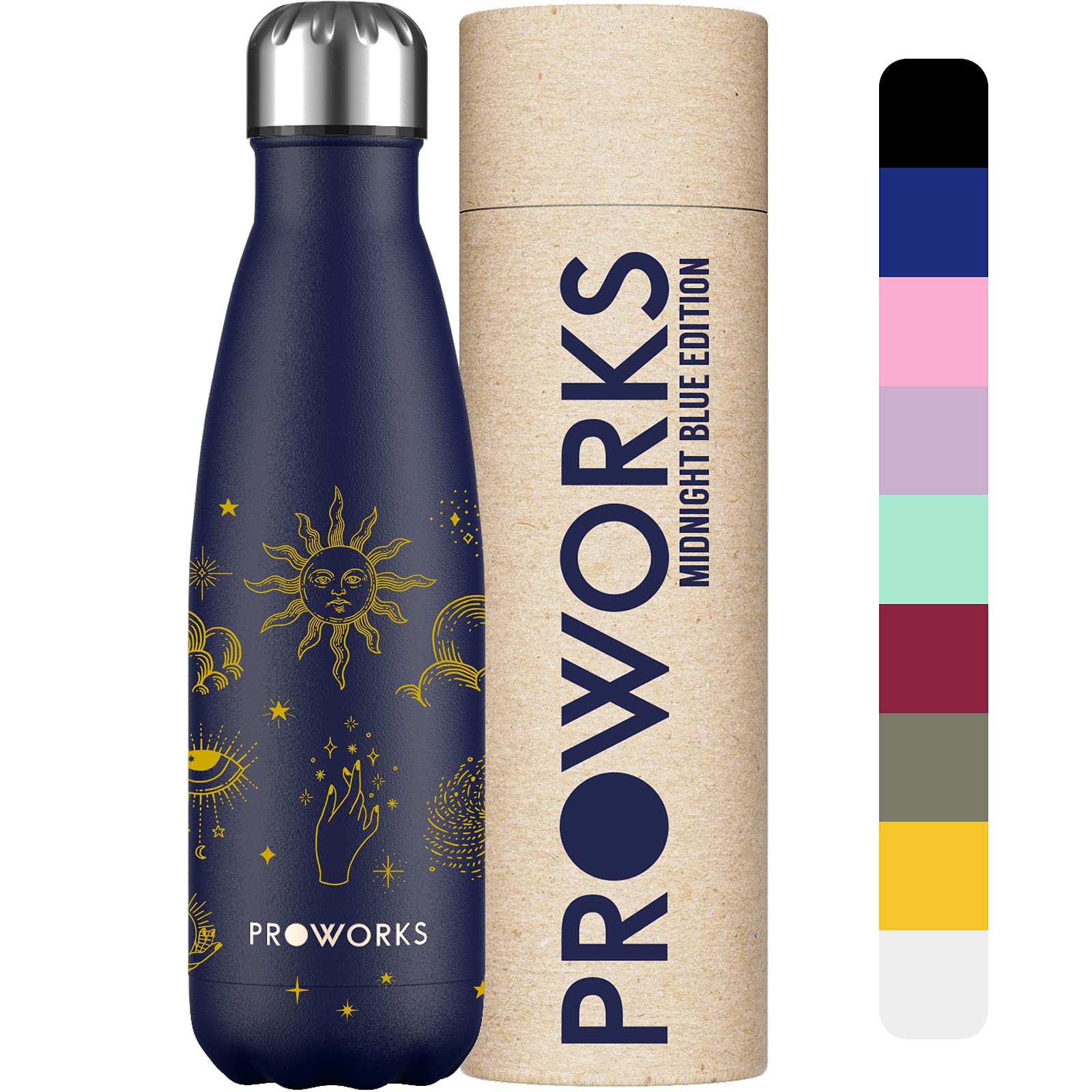 PROWORKS Insulated Water Bottle, BPA Free, Reusable Stainless Steel Water Bottle for 12 Hours Hot & Cold Hold Up to 24 Hours, for Sport, Gym, Travel - 500ml - Pink Daisy — view 7