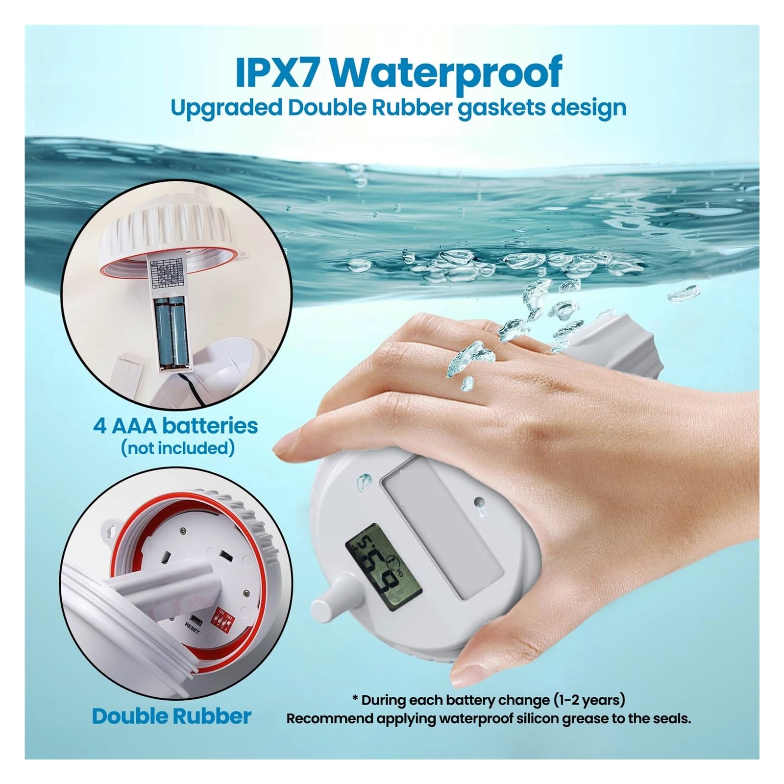 Termómetro Digital Inalámbrico For Piscina, Pantalla LCD De Fácil Lectura, Impermeable, Flotante, Alcance De 30 M. FáCil De Usar