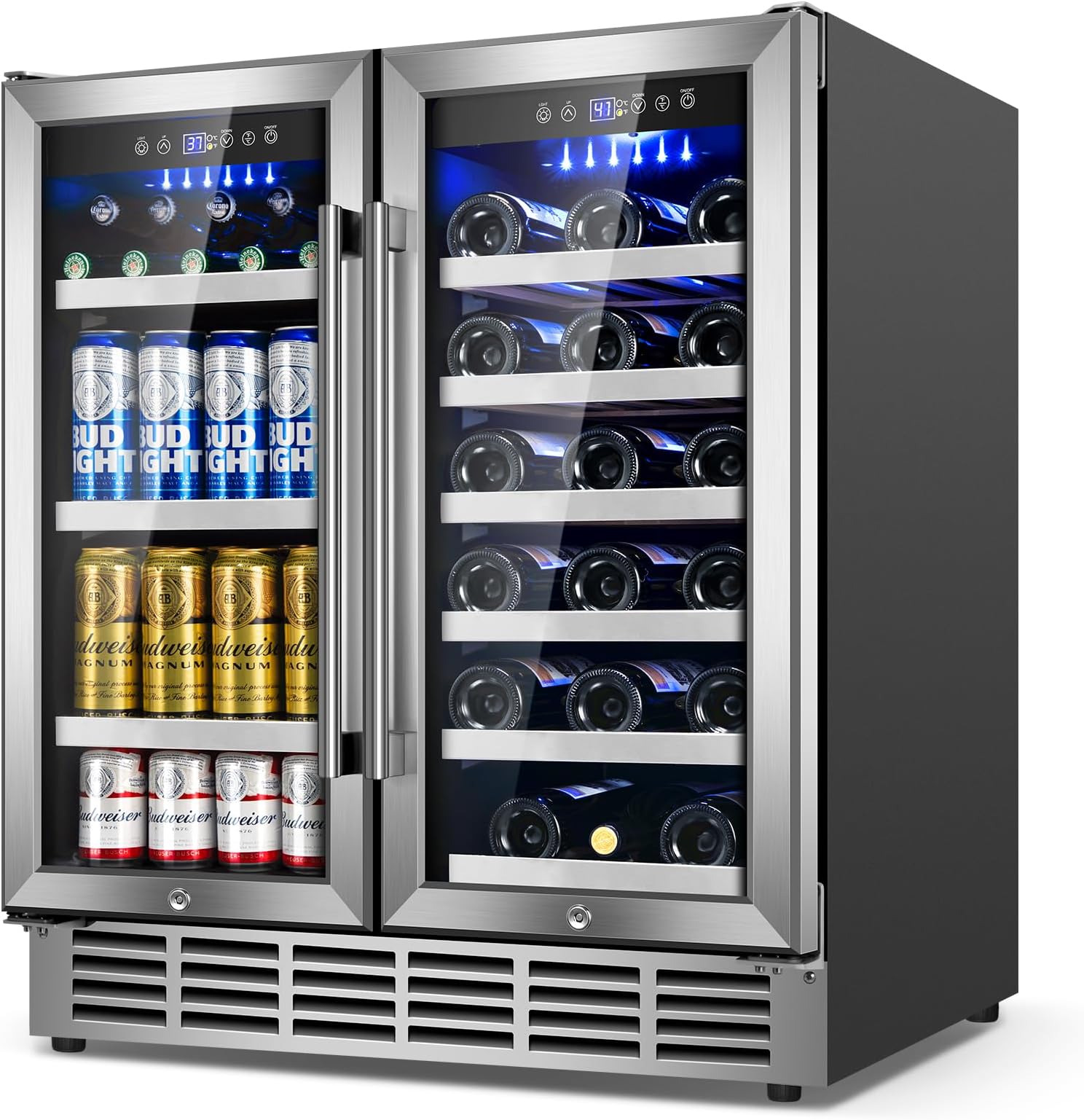 Edgestar 30-Inch Wide 28 Bottle Built In Dual Zone Beverage Center With 86 Can Capacity (SAK35972)