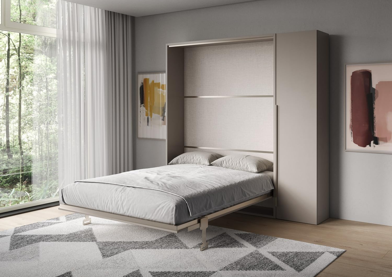 Itamoby Versia 160 Versia Pionowe łóżko podwójne z prostą szafą Argilla 1 Drzwi