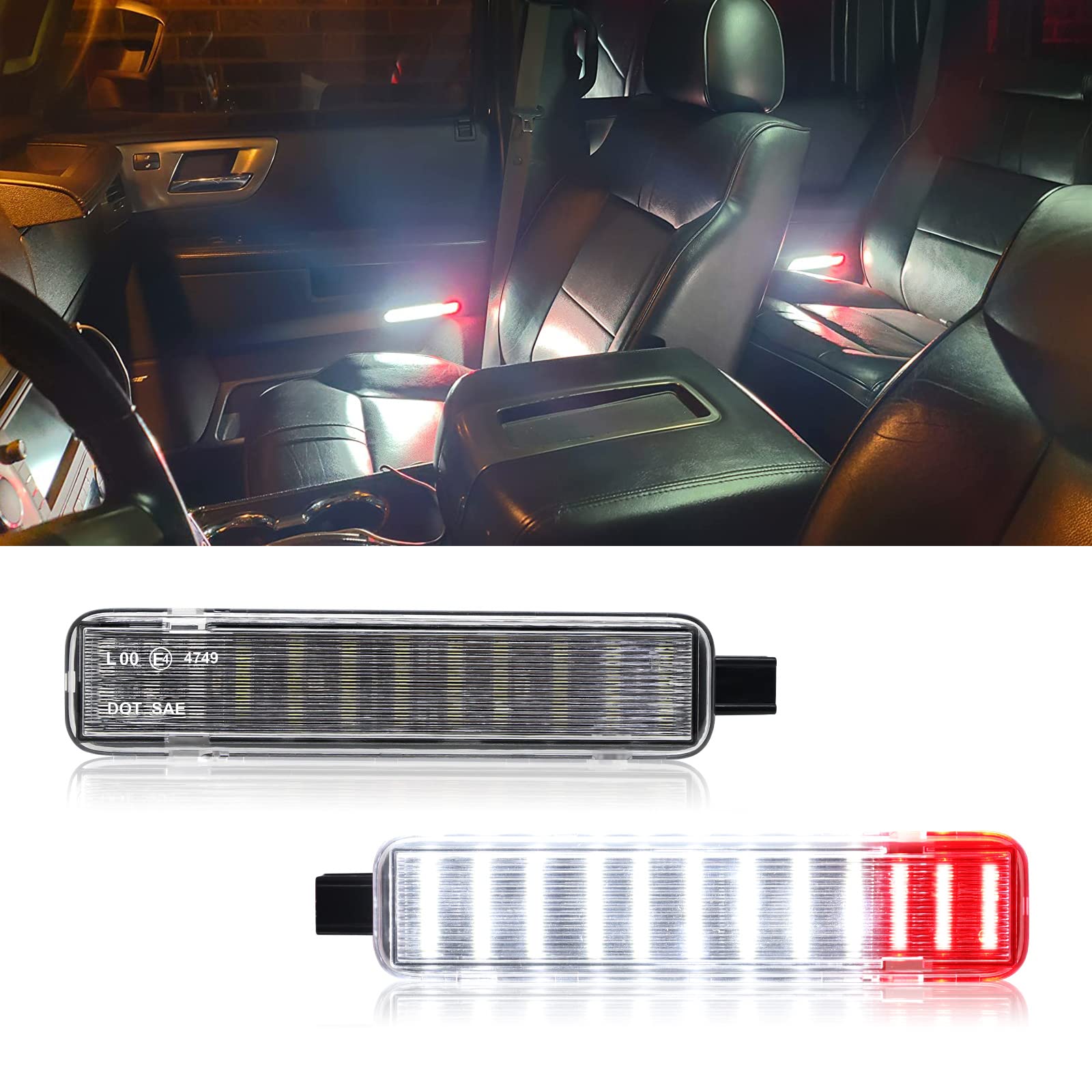 AexploerLED Interior Door Courtesy Lights for H2 | for C/K | for Silverado 2003-2007 /Sierra 1500 2500 3500 | for Pickup Suburban | for Tahoe | for Avalanche | for Yukon XL | for Escalade(White+Red)