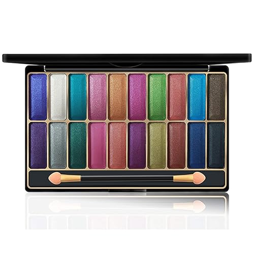 DISAAR Beauty Paleta de sombra de ojos húmedos de 20 colores brillantes con purpurina en polvo de talco dorado 3D, impermeable, tecnología nano