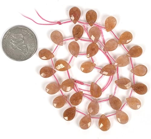 Miniatura 4 de Cuentas sueltas de cuarzo fresa natural con forma de lágrima facetada de 15 pulgadas (0.472 in) para hacer joyas, hebras de 15 pulgadas