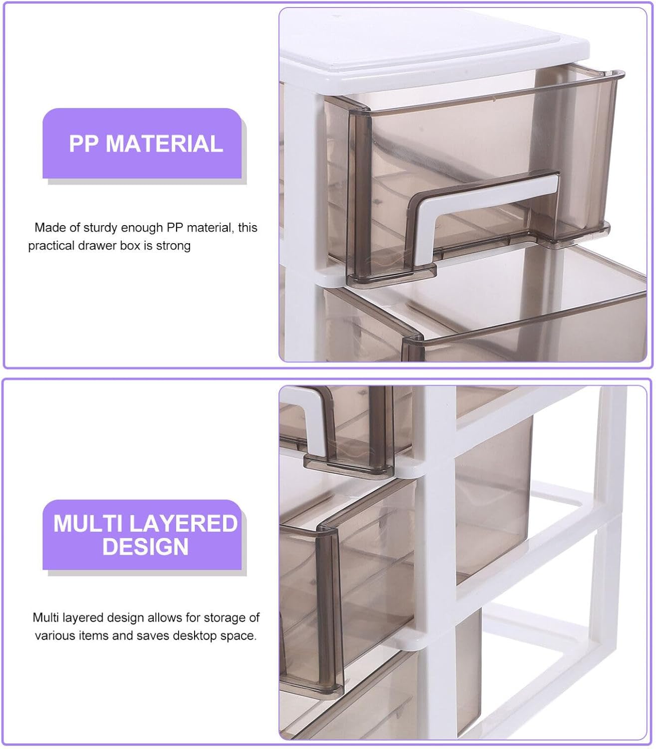 STOBOK Storage Drawer, 3 Layers Plastic Container Storage Cabinet with Drawers Cosmetic Organizer Makeup Organizer Drawer Storage Drawers Organizer Locker Desk Storage Box