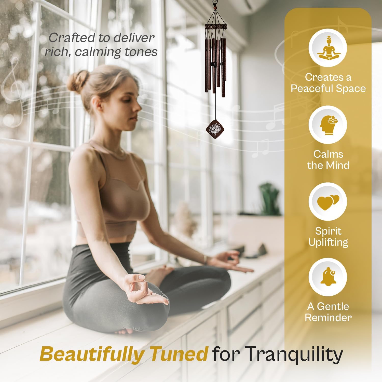 Memorial Wind Chimes I Tree of Life Wind Chime I Windchimes in Memory of a Loved One I Bereavement Gift for Loss of Father, Mother, Wife, Husband I Condolence Remembrance Gift I 29" Bronze