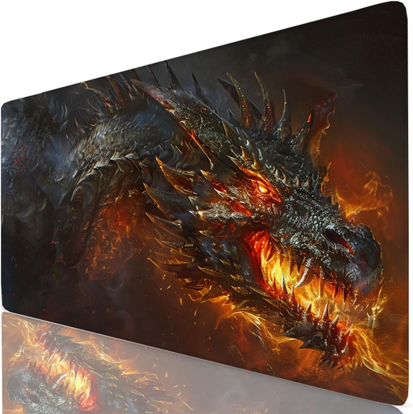 Tappetino Mouse Nero Tappetino Mouse XXL 150x80 cm Mouse Pad Drago Sottomano Scrivania Ufficio Grande, Mousepad Gaming Antiscivolo Impermeabile, Tappeto per Computer e Tastiera, Gamer, Regalo W6-905