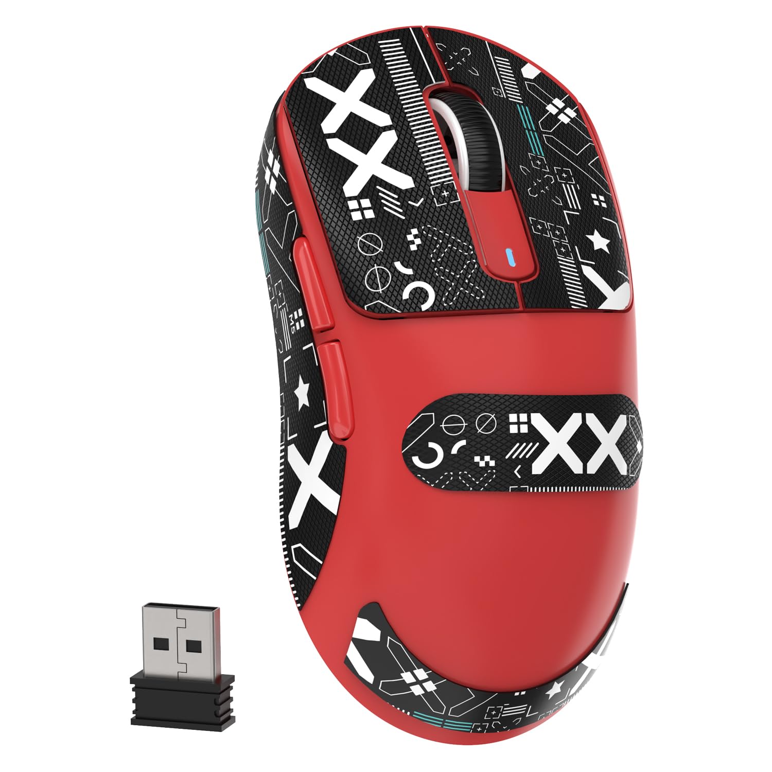 MAMBASNAKE Attack Shark X3 Wireless Gaming Mouse, 49g Ultralight, PixArt PAW3395 26000 DPI, Bluetooth/2.4Ghz /Wired Tri-Mode, 200Hrs Rechargeable Battery, Kailh GM8.0 Switch for MAC/Win - Red&Tape