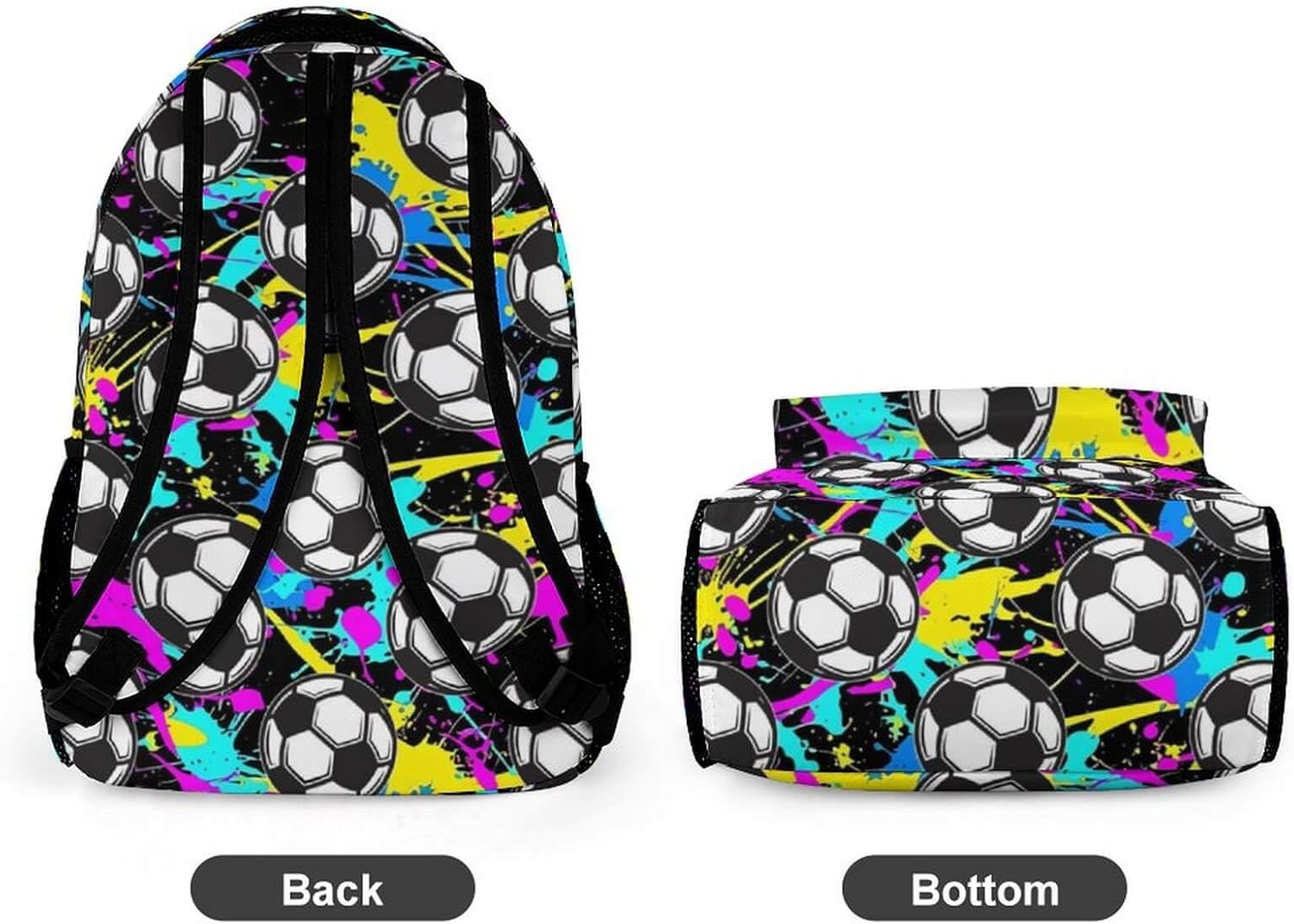 Soccer Backpack for Kids Girls Boys School, 16 Inches Cool Soccer Theme Bookbag, Adjustable, Lightweight, Large Capacity - Image 7
