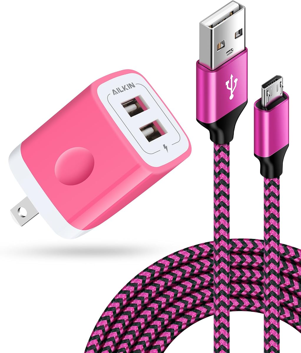 Cargador rápido Android para adaptador de pared Kindle Fire + cable micro USB de 6 pies | Para Kindle Fire 7, HD 8, HD 10 Plus, Kids Edition, Kids Pro, HDX 7"/8,9", Samsung J8 J7 Pro S6 S7, PS4, Xbox carga micro USB