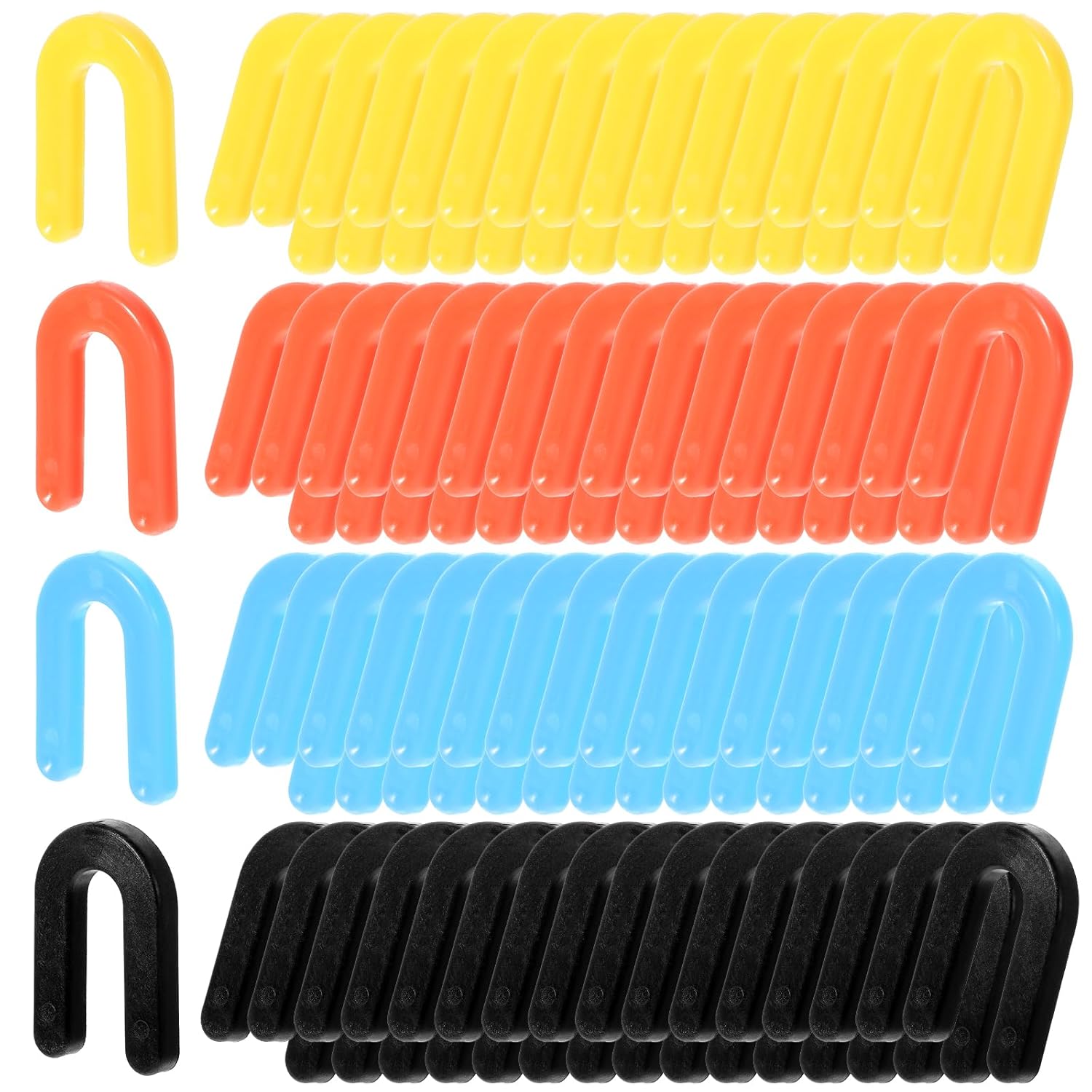 400PCS Plastic Shims, Horseshoe Shims, U Shaped Tile Spacers, Plastic Shims for Leveling, Blue 1/16”, Red 1/8”, Yellow 3/16”, Black 1/4”