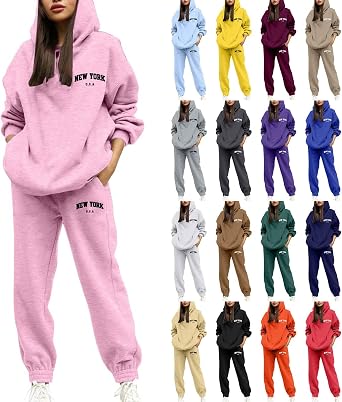 Tracksuit Womens Full Set Long Sleeve Sweatshirts Sweatpants Loungewear Sets with Pockets Sweatshirt Pants Joggings Suits