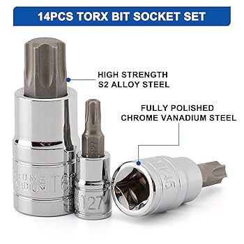 Amazon.com: Mayouko 14PCS Torx Bit Socket Set, T6-T60, 1/4