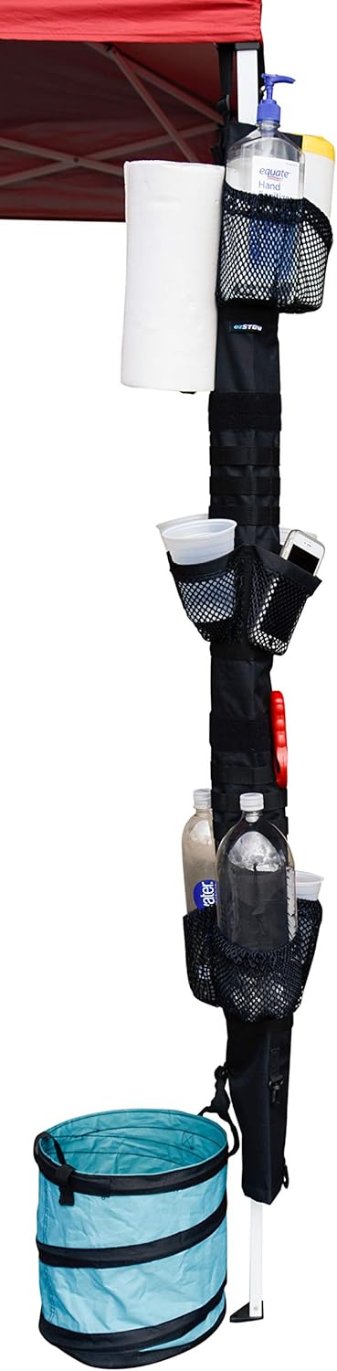 ezSTOW Canopy Organizer - Organize Your Awning, Drink Holder, Paper Towel Storage, Sunscreen Pockets, Trash Bags, Attach to Tree, Outdoor, Hunting, Ballgame, Camping, Baseball, Soccer, Track