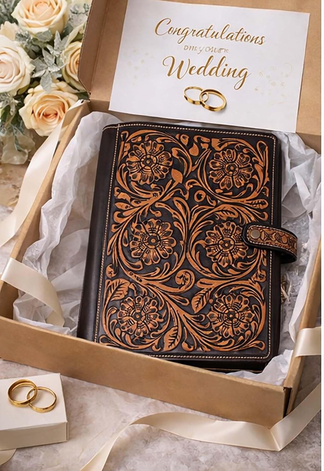 CHALLENGER Men Women Western Style Tooled Embossing Bible Leather Cover case 15FK02