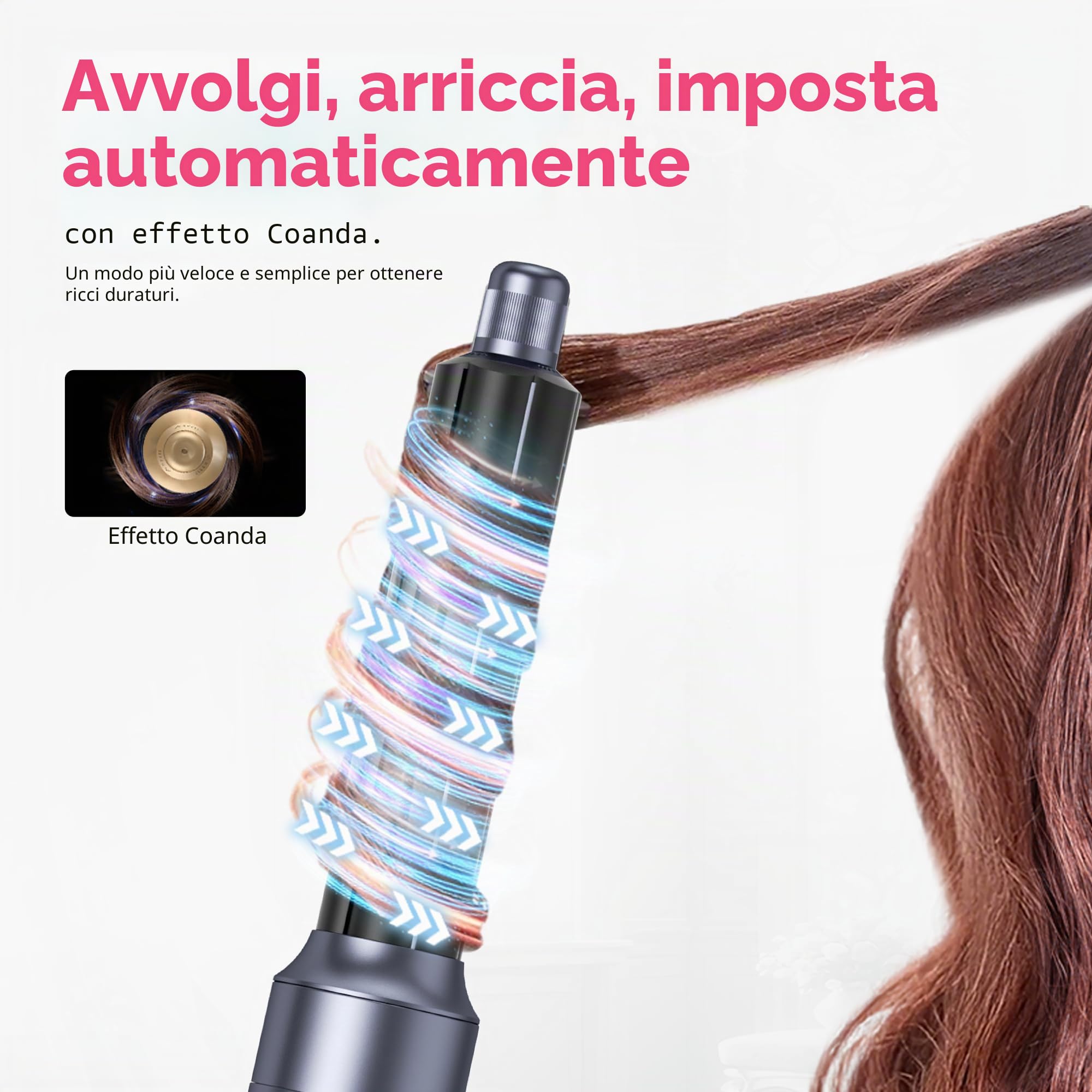 Pro air styler 6 in 1 Hair Styler & Spazzola Asciugacapelli, phon arricciacapelli ad aria, asciugacapelli spazzolas, spazzola aria calda, spazzola phon per capelli, senza danni da calore