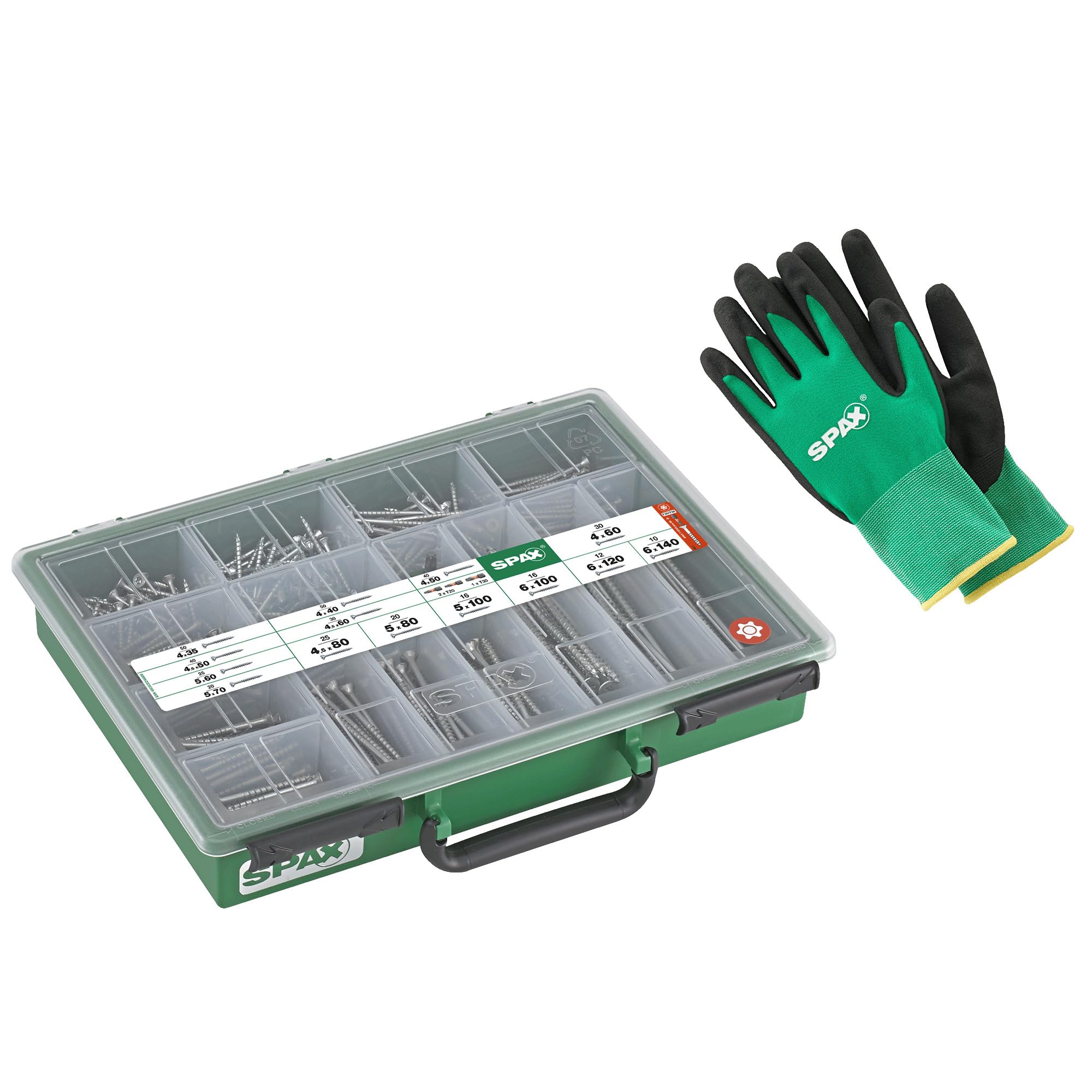 SPAX Juego de tornillos con 384 tornillos de rosca parcial y 3 puntas T-STAR plus - Maletín de herramientas para proyectos de bricolaje, 8000000294570