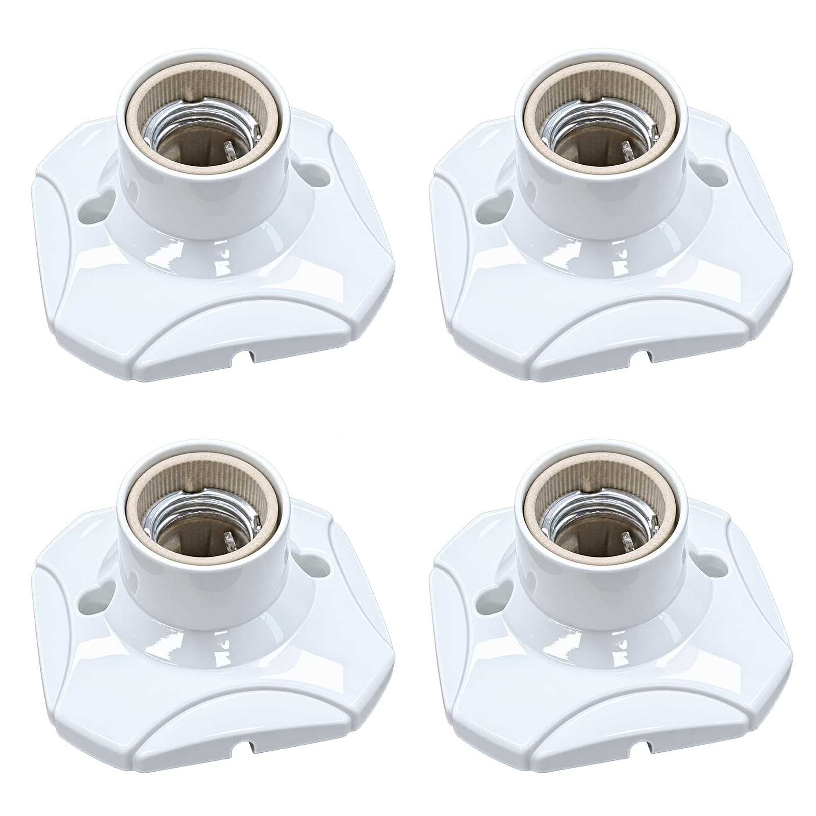 CYUaoao 4 Pcs E27 Light Bulb Socket Holder Screw Square Ceramic Lamp Base