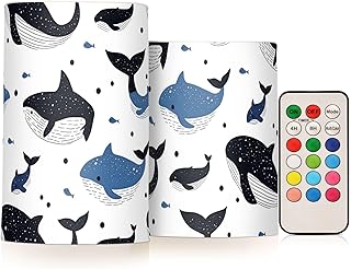 Cartoon Blue Black Whale Decorative Flickering Operated Candle Electronic Lights fireless with Timer for Halloween Outdoor Battery Operated