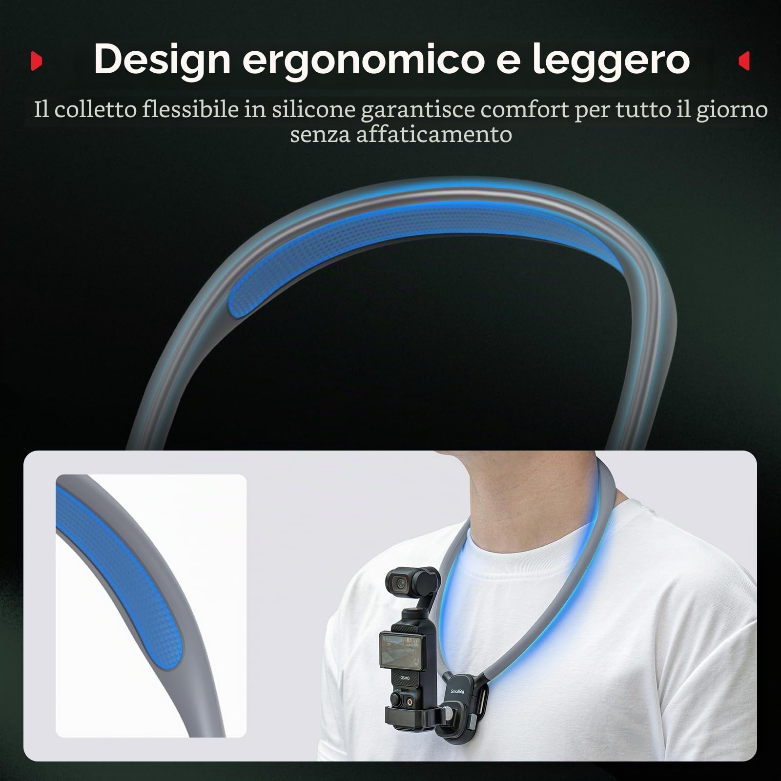 SMALLRIG Supporto Magnetico da Collo con Fascia Toracica, Video POV a Mani Libere, per DJI Osmo Pocket 3/4/OSMO 360/Action 4/5, per GoPro Hero 12/11/10/9, per Insta 360 X5/X4/X3/Ace Pro 2 - 5567