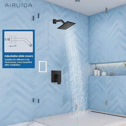 Vista 90 de Airuida Shower Faucet Set Bathroom Rain Shower System SUS304 Stainless Steel Single Handle With Male Threads Rough-in Valve Shower Trim Kit 10 Inch