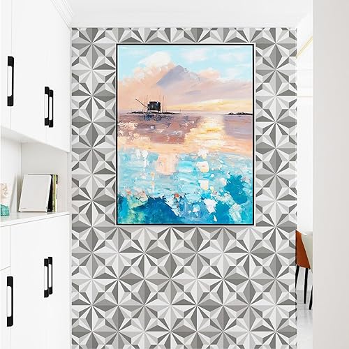 Miniatura 2 de weiseni Papel tapiz de diamante 3D, autoadhesivo, 17.7 x 118 pulgadas, extraíble, para sala de estar, baño, chimenea, cocina, decoración de vinilo