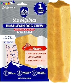 Himalayan Dog Chew Original Yak Cheese Chew, Bacon, 1 X-Large Stick, 5.3 oz, Gluten Free, Healthy Treats, Grain & Lactose Free 100% Natural, Long Lasting for Dogs Over 55 lbs