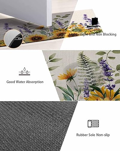 Miniatura 8 de Farm Flowers Bath Mat for Tub,Non Slip Bathroom Floor Runner Rug Quick Dry & Absorbent Diatomaceous Earth Kitchen Room Shower Sink Washable