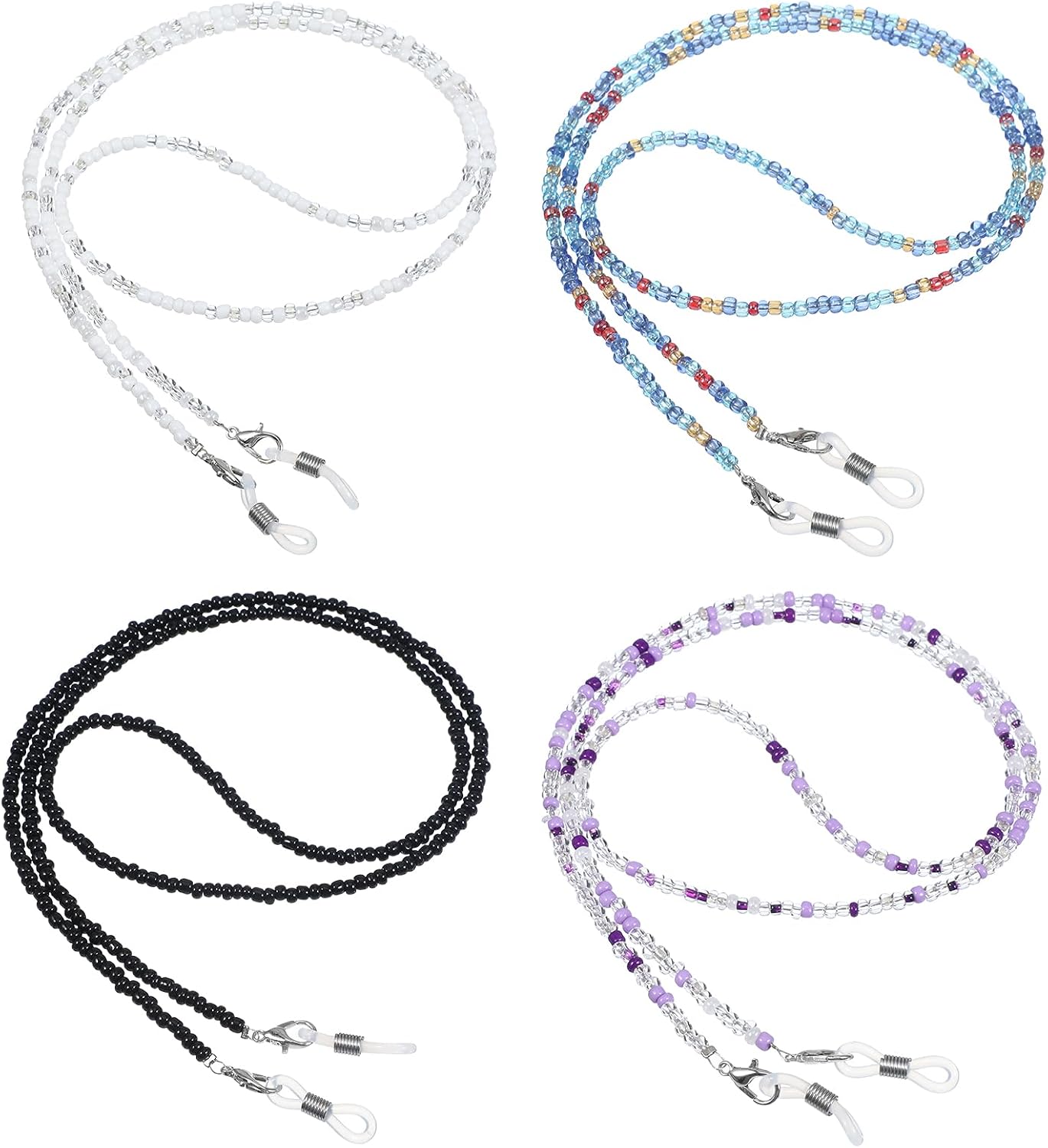 Ymapinc 4PCS Eye Glass Chains Women,Beaded Glasses Chain Around Neck, Vintage Style Holder Strap with Secure Loops, Reading Eyeglasses Chains for Women