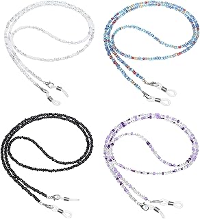 Ymapinc 4PCS Eye Glass Chains Women,Beaded Glasses Chain Around Neck, Vintage Style Holder Strap with Secure Loops, Reading Eyeglasses Chains for Women
