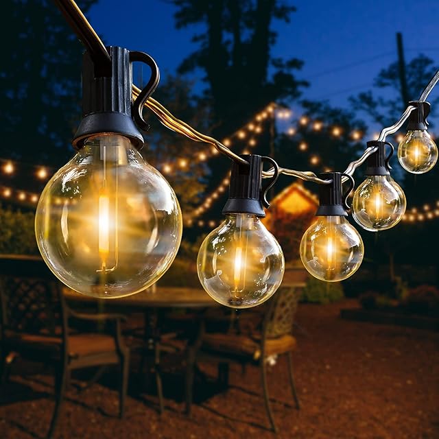 150FT/45.7M Outdoor String Lights LED Mains Powered, G40 Garden Lights with 77 LED Shatterproof Bulbs(2 Spare),Weatherproof Patio Light 2700K Festoon Lights for Backyard Decor Bistro Party Yard Naatsu
