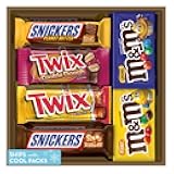 Mars M&M'S Peanut, M&M'S Caramel, SNICKERS Original, SNICKERS Peanut Butter Squared, TWIX Original and TWIX Cookie Dough Variety Pack Full Size Individually Wrapped Milk Chocolate Candy Bars, 18 Ct