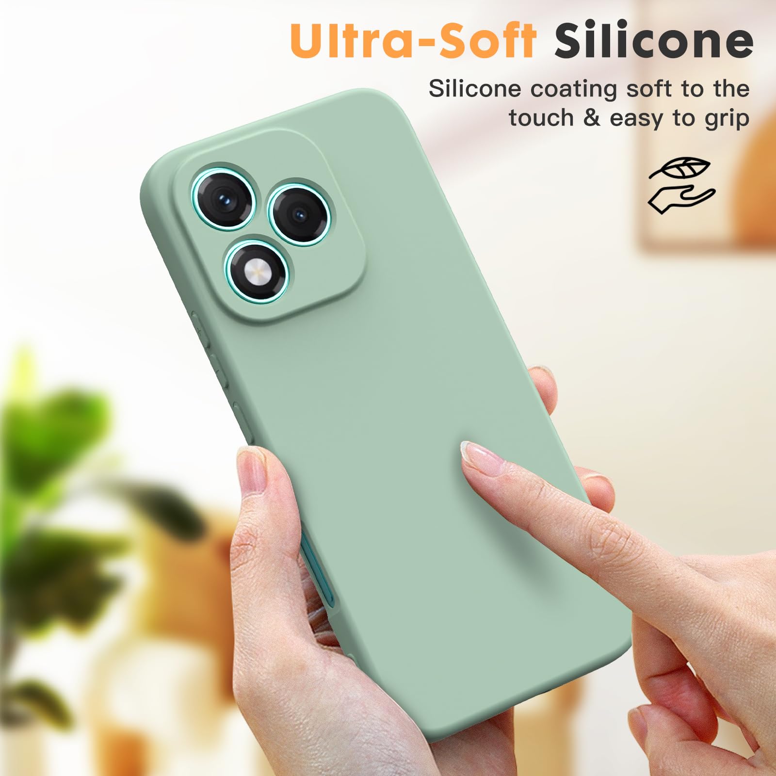 Byvuwiay Cover per Honor 400 Lite, Morbida Silicone Liquida TPU Protettivo Ultra Slim Custodia Antiurto, Custodia Compatibile con Honor 400 Lite - Matcha