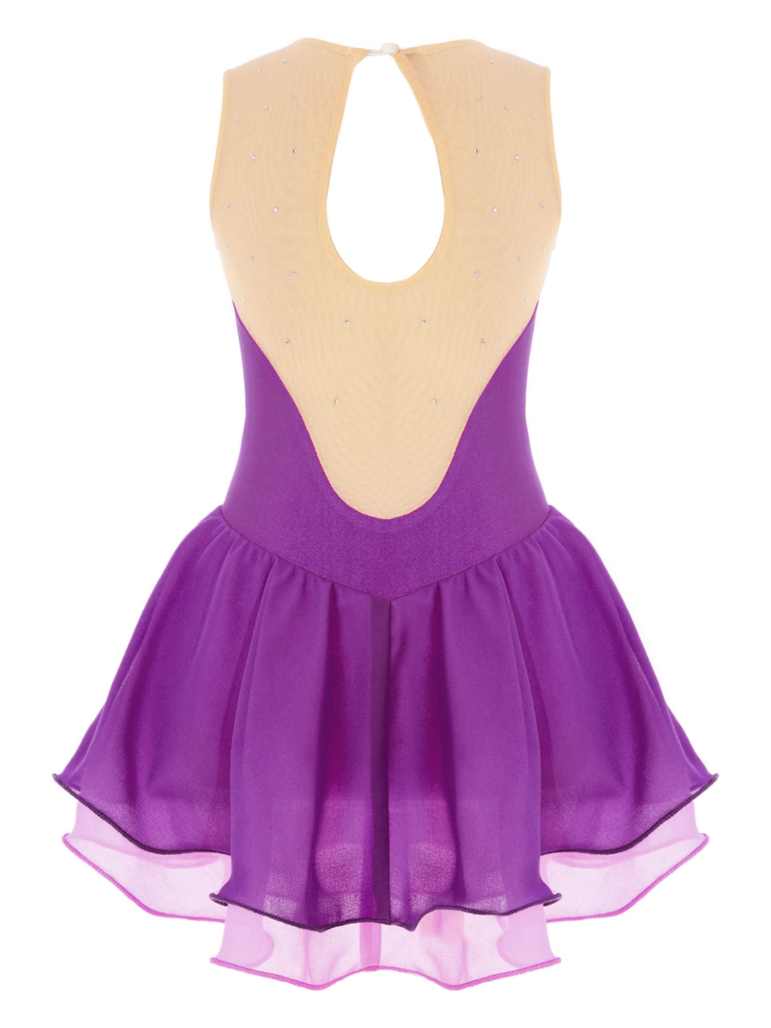 IEFIEL Maillot Patinaje Artistico Niña Vestido Brillante de Danza Ballet Leotardo Gimnasia Ritmica Maillot Ballet de sin Manga Disfraz de Bailarina — view 2